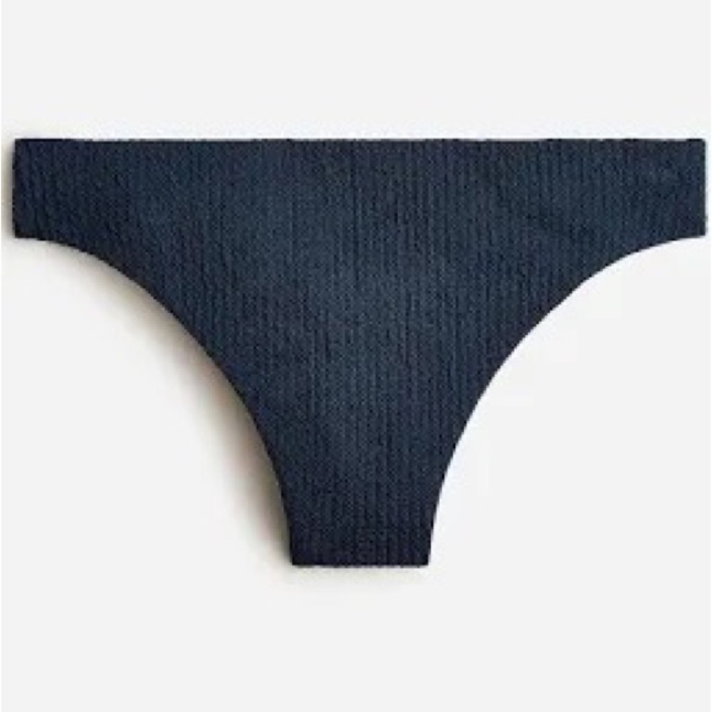 JCrew Textured high rise cheeky bikini bottom XS Deep Midnight